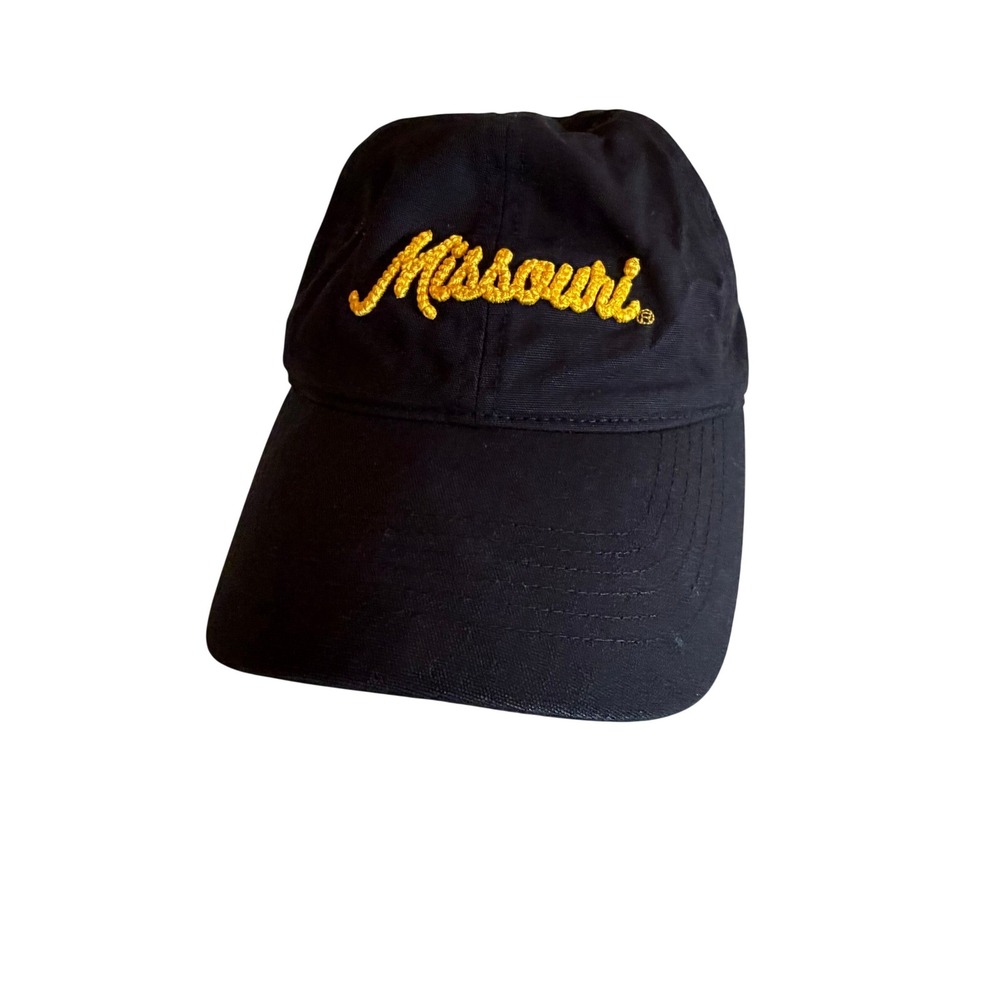 Missouri Tigers Black Yellow Embroidered Script Baseball Cap Hat Women's